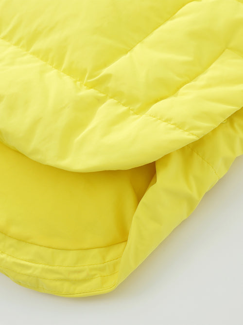 Yellow Long Quilted Hooded Down Puffer Coat - Urlazh New York