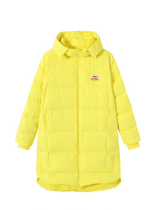 Yellow Long Quilted Hooded Down Puffer Coat - Urlazh New York