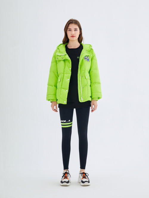 Lime Green Ski Quilted Down Puffer Coat - Urlazh New York
