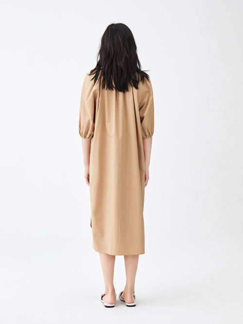 Beige Ruffled Midi Dress - Urlazh New York