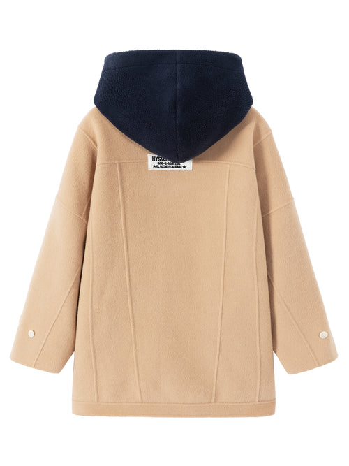 Camel Hooded Wool Jacket - Urlazh New York