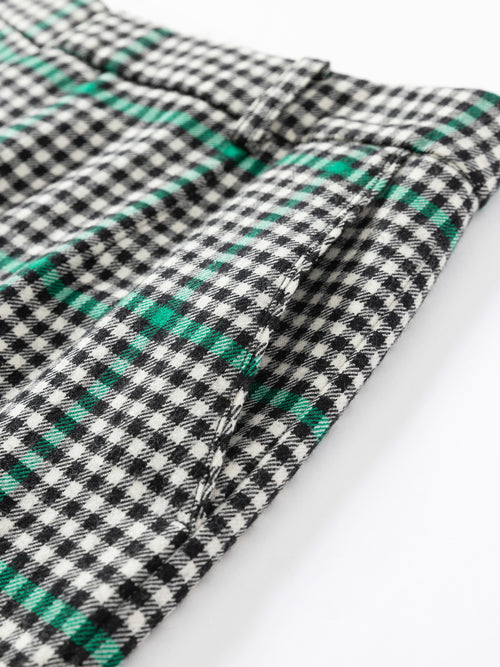 Grey & Green Wool Checked Cropped Trousers - Urlazh New York