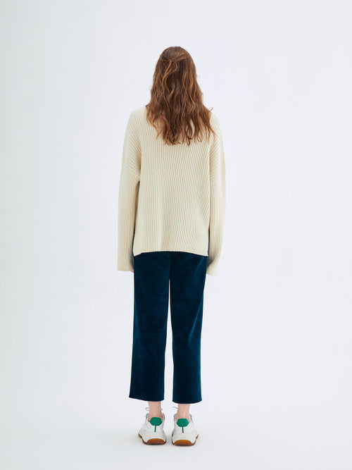 Dark Green Corduroy Straight Leg Pants - Urlazh New York