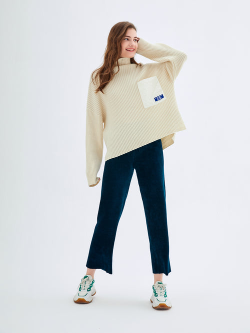 Dark Green Corduroy Straight Leg Pants - Urlazh New York
