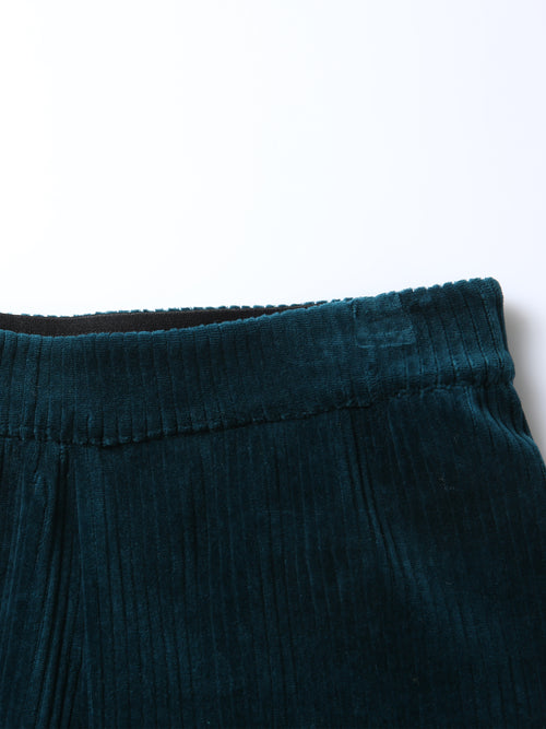 Dark Green Corduroy Straight Leg Pants - Urlazh New York