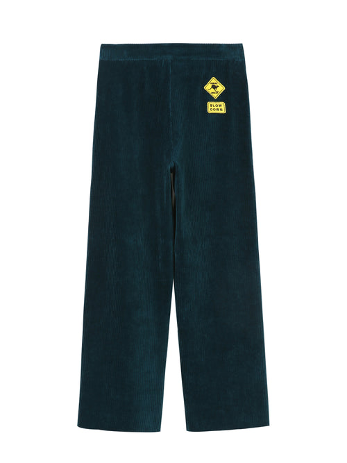 Dark Green Corduroy Straight Leg Pants - Urlazh New York