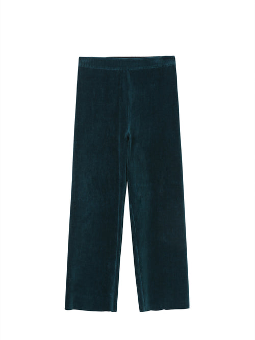 Dark Green Corduroy Straight Leg Pants - Urlazh New York