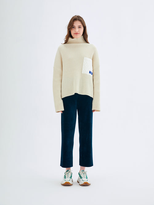 Dark Green Corduroy Straight Leg Pants - Urlazh New York