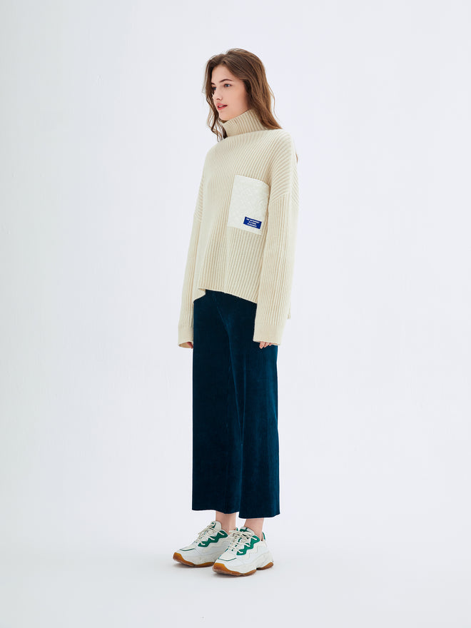 Dark Green Corduroy Straight Leg Pants - Urlazh New York